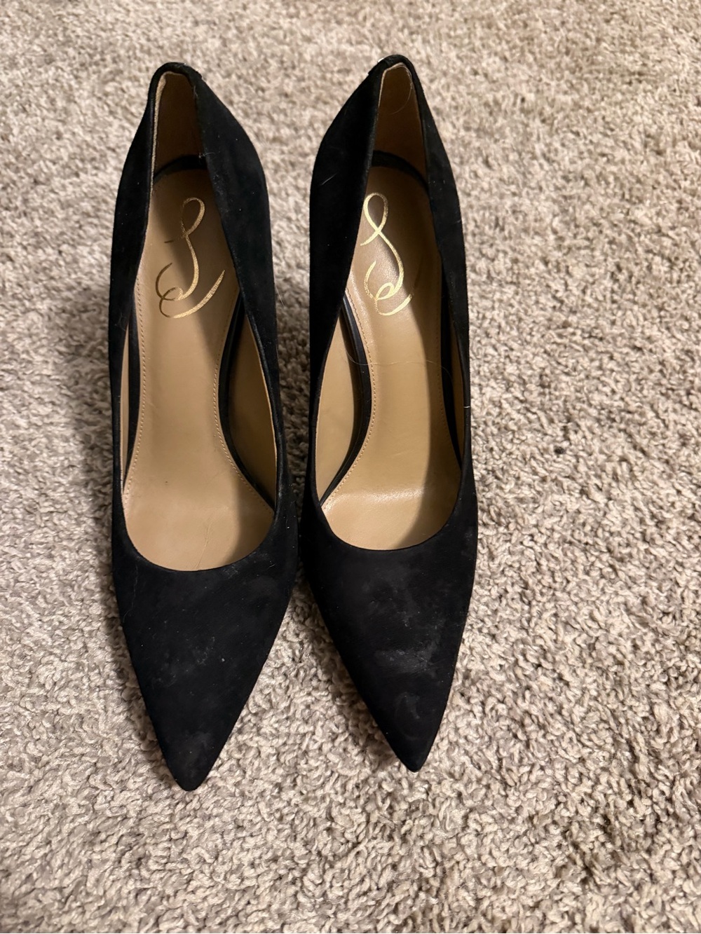 Sam Edelman Black Pointed-Toe Suede Pumps